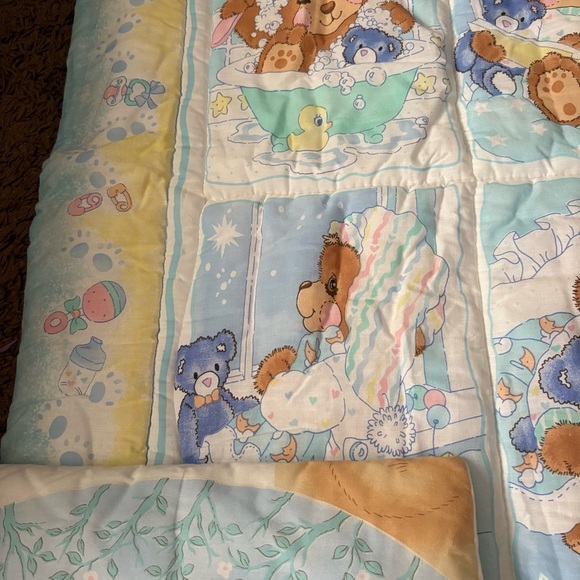 Vintage Baby Morgan TEDDY BEDDY Bear Comforter Quilt Crib Blanket W/ Pillow - Picture 6 of 9